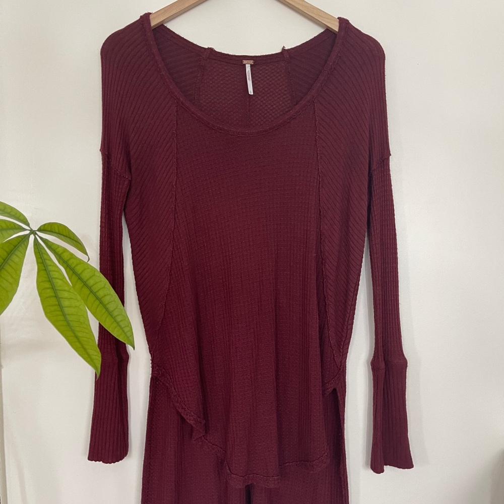 Free People Waffle Shirt